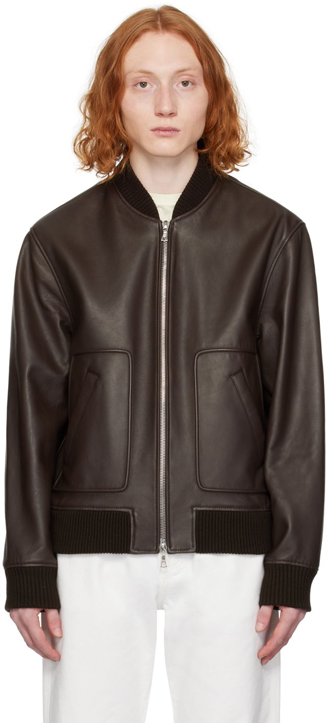 Яке Officine Générale Cesar Leather Jacket Кафяво | S24MLTR551PRE, 0