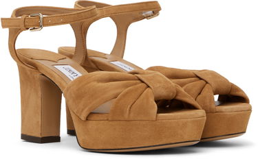 Аксесоари Jimmy Choo Jimmy Choo Heloise 80 Suede Heeled Sandals Кафяво | HELOISE 80, 3