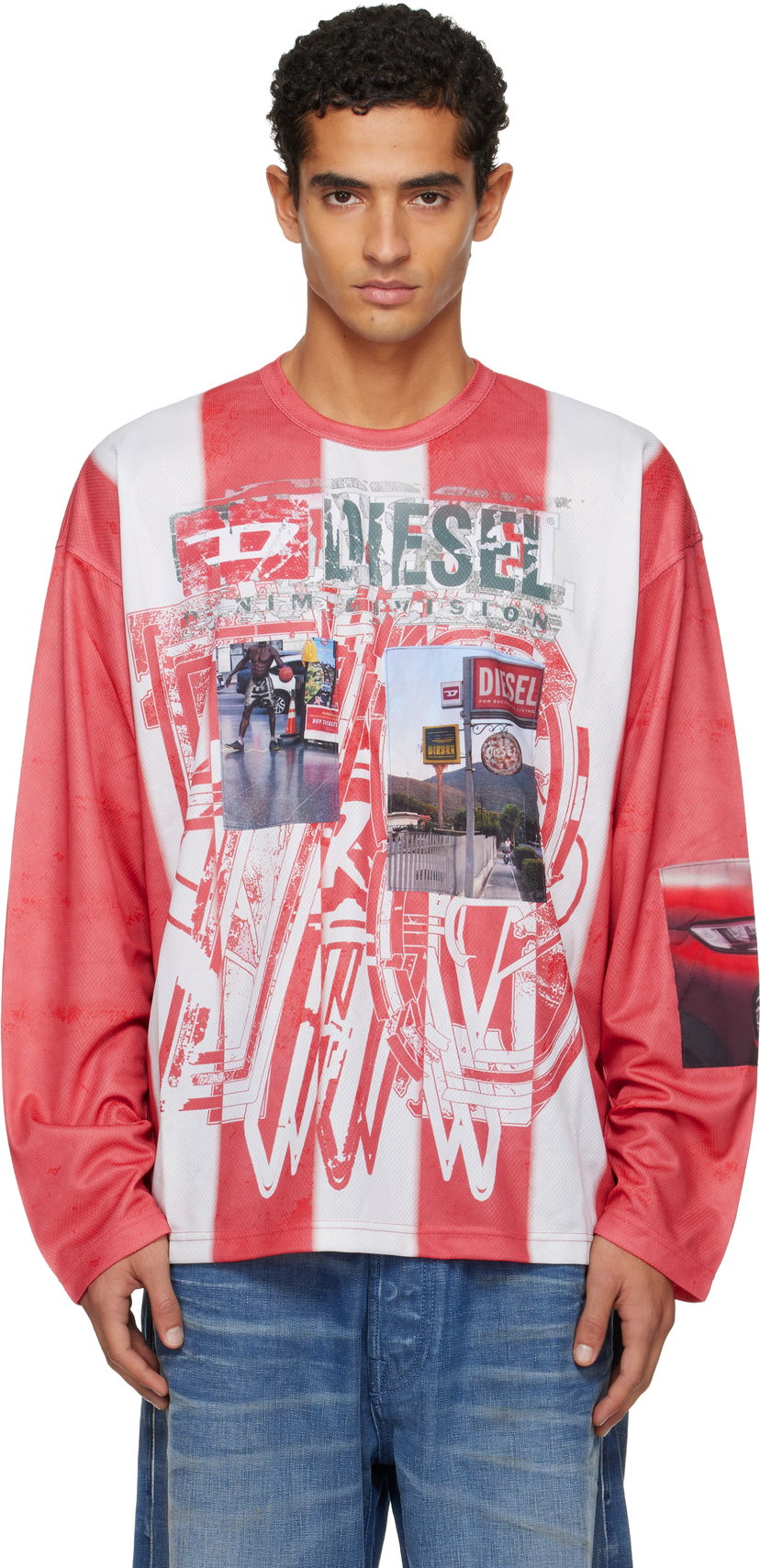 Тениска Diesel T-Ruby Striped Graphic Long Sleeve T-Shirt Многоцветен | A19539-0LKCC-42AA