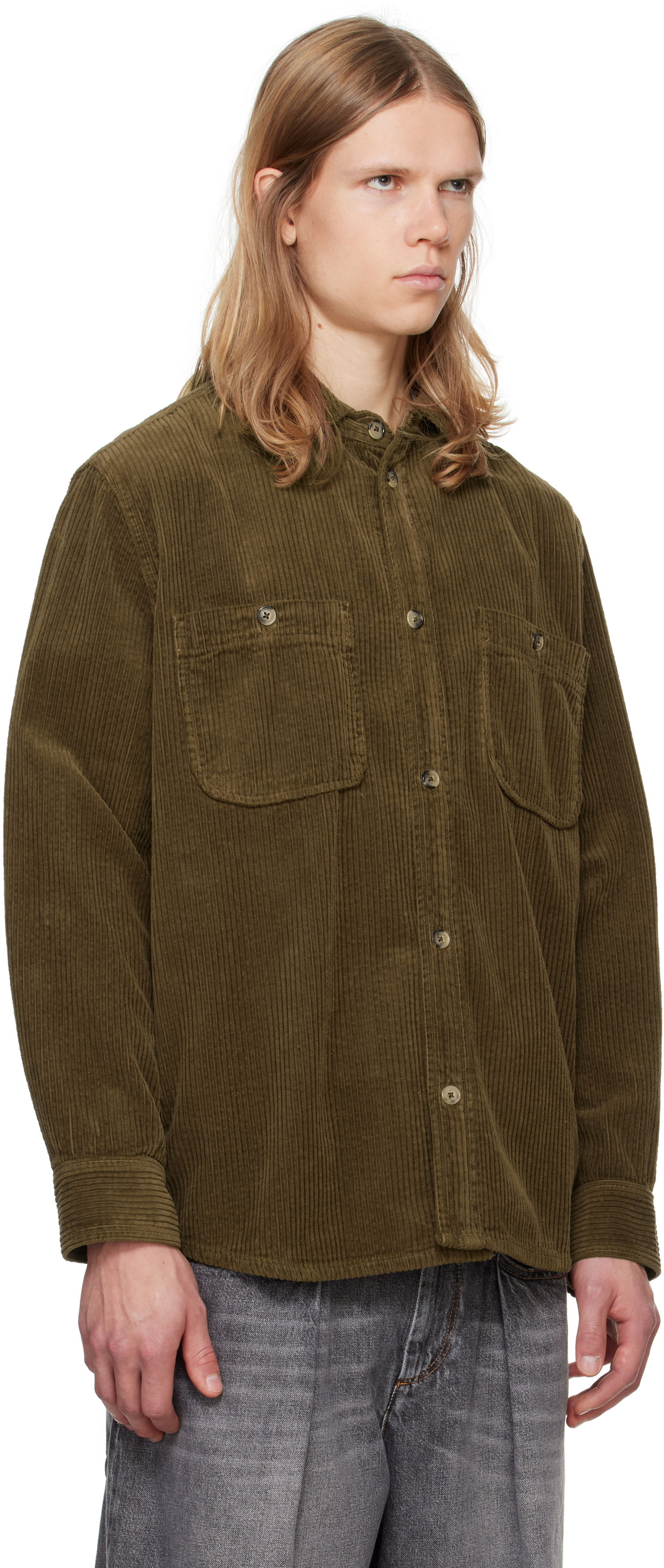 Риза ISABEL MARANT Isabel Marant Nario Corduroy Shirt Зелено | CH0198HA-B4G03H, 1