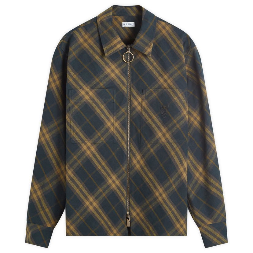 Риза Burberry Check Zip Overshirt Зелено | 8098837-C1478