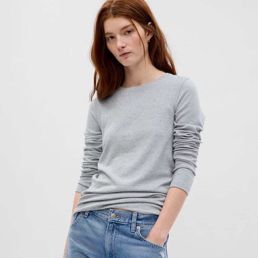 Суитчър GAP Top Longsleeve Crewneck Modal Top Grey Сиво | 540609-00