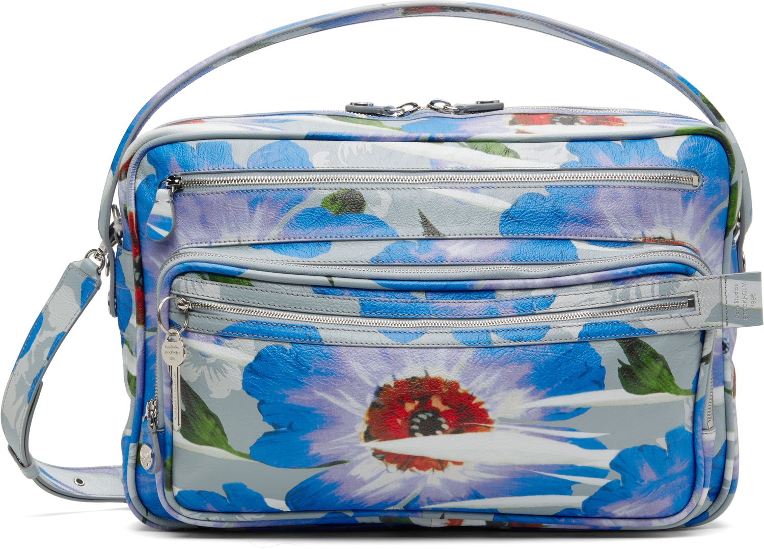 Чанта през рамо Acne Studios Acne Studios Camero Floral-Print Camera Bag Синьо | A10433-, 0