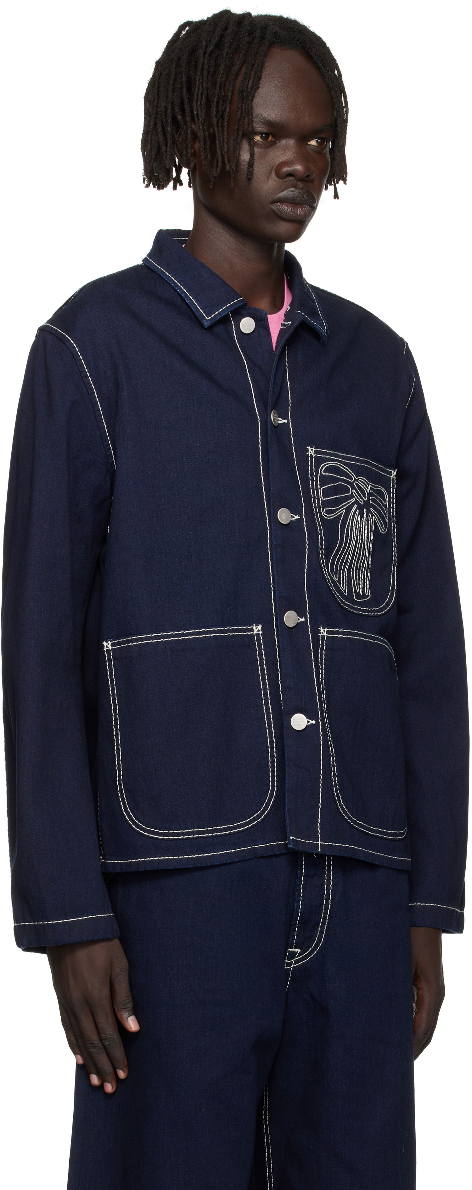 Яке Acne Studios Acne Studios Embroidered Denim Jacket Тъмно синьо | C90204-, 1