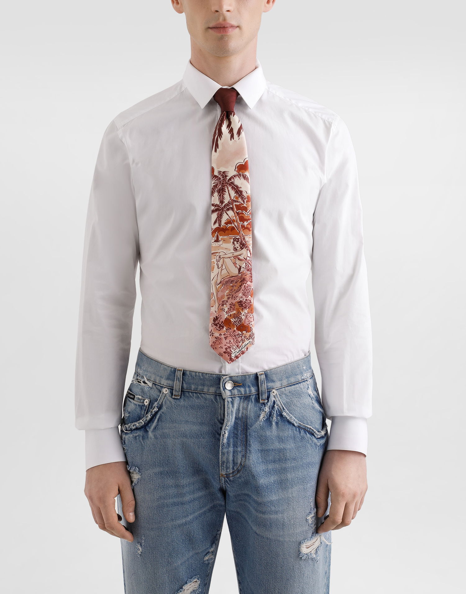 Аксесоари Dolce & Gabbana Dolce & Gabbana Pin-up Print Silk Tie Бургунди | GT147EG0TJ6HR5RK, 1