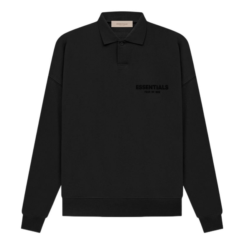Пуловер Fear of God Essentials Long Sleeve Polo Shirt Черно | FOG-SS22-415