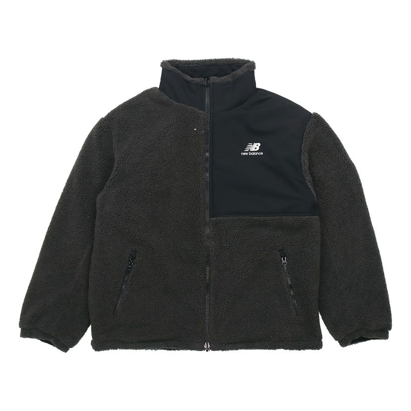 Яке New Balance JHI Crossover Stay Warm Splicing Lamb's Wool Reversible Stand Collar Jacket Сиво | NQA89013-BK