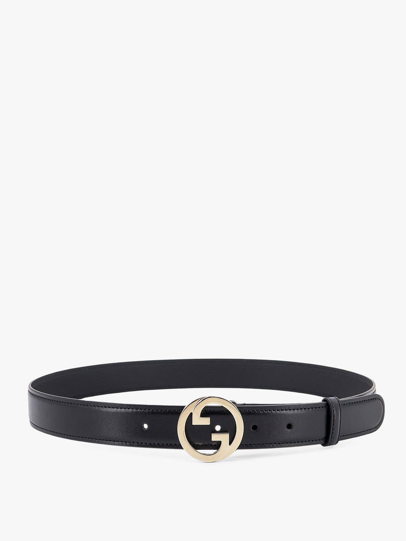 Колани Gucci Black Leather Belt with Interlocking G Buckle Черно | 6905570YA0G1000