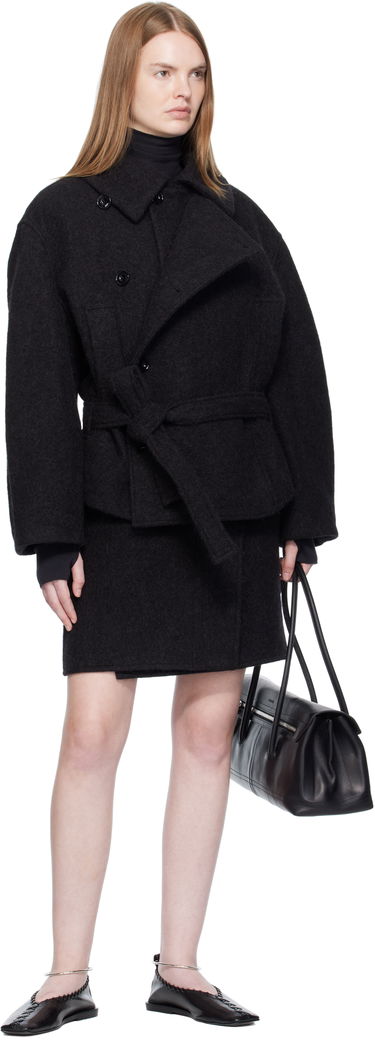 Палта LEMAIRE Short Asymmetrical Bathrobe Coat Черно | CO1149 LF504, 3