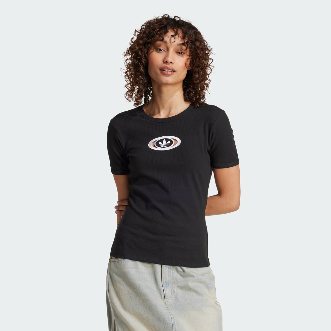 Тениска adidas Originals adidas Originals Ribbed T-Shirt Черно | KA2686, 0