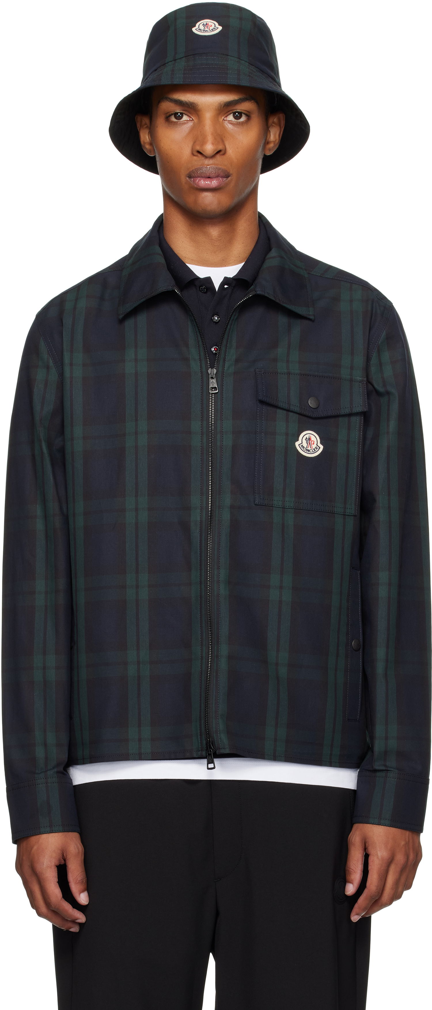 Риза Moncler Moncler Checked Cotton Gabardine Overshirt Зелено | K20912F00007M7484, 0