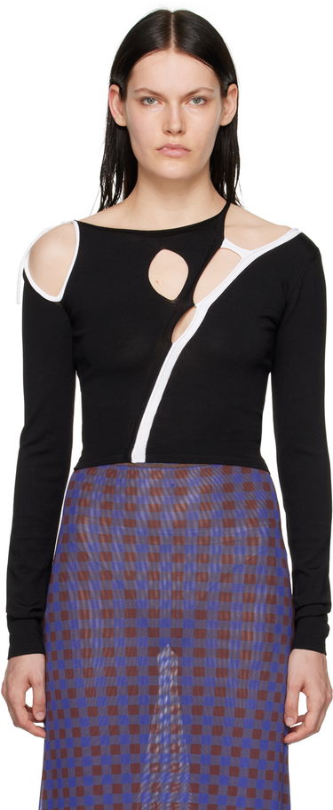 Тениска Ottolinger Ottolinger Strap Cutout Long Sleeve T-Shirt Черно | 703001, 0