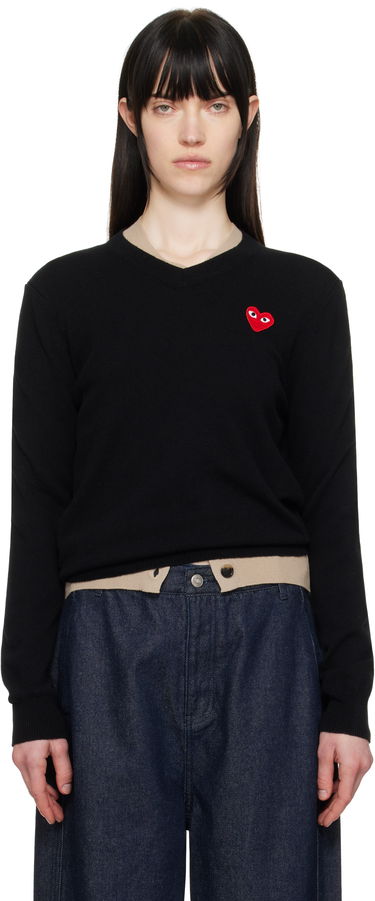 Пуловер Comme des Garçons COMME des GARÇONS PLAY Heart V-Neck Sweater Черно | AX-N002-051, 0