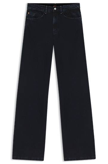 Wide-leg rigid denim jeans