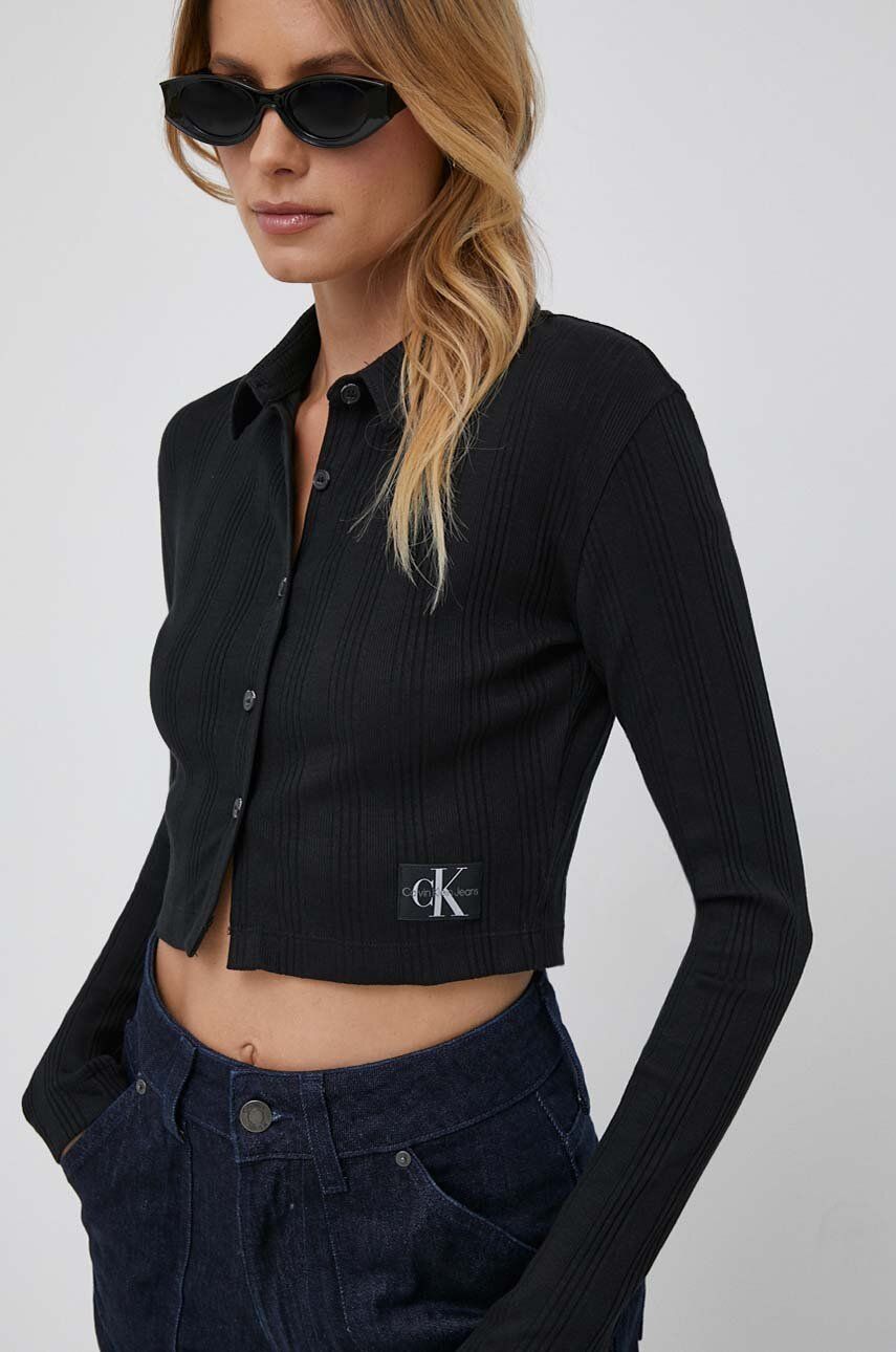 Риза CALVIN KLEIN Jeans Badge Elongated Rib Shirt Черно | J20J221428, 0