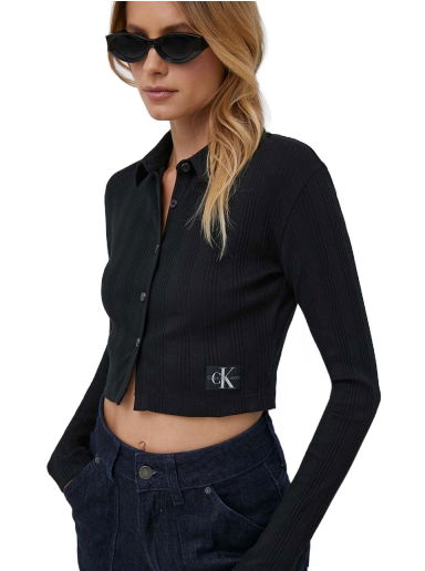 Риза CALVIN KLEIN Jeans Badge Elongated Rib Shirt Черно | J20J221428