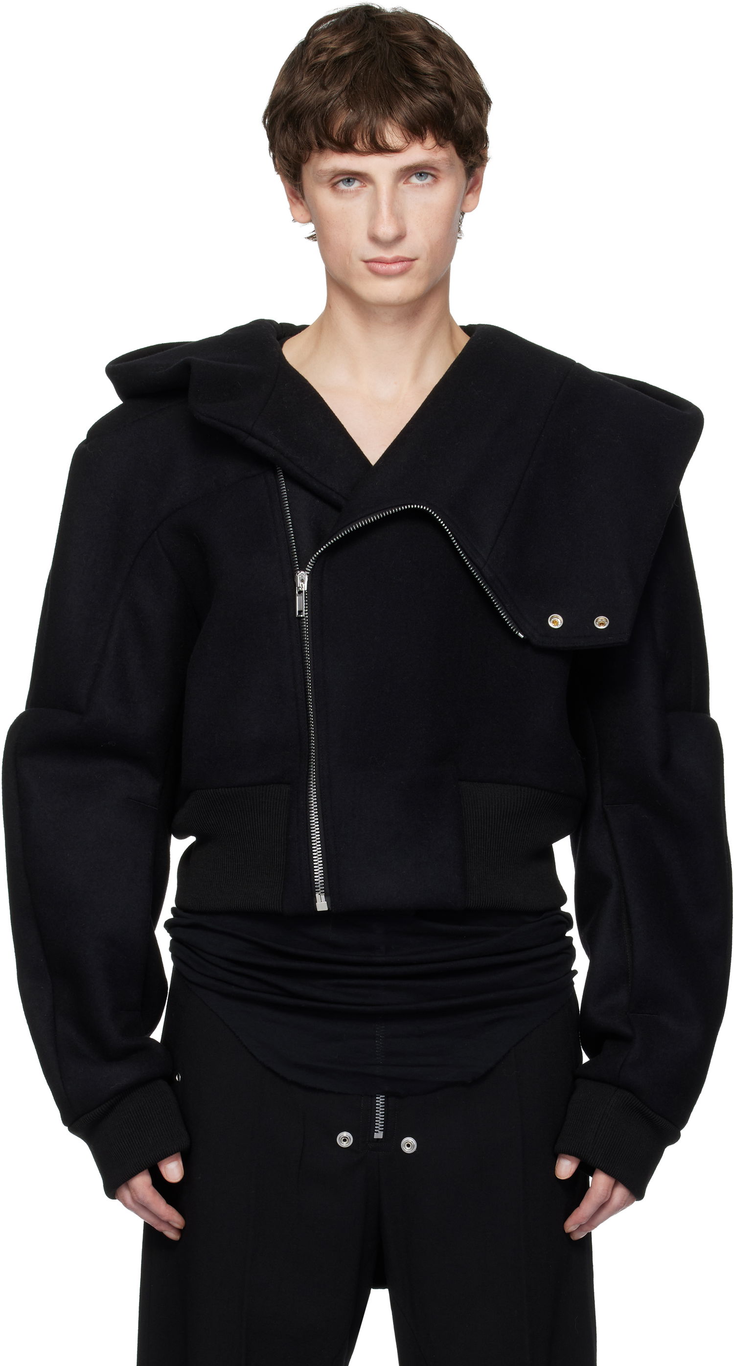 Яке бомбър Rick Owens Rick Owens Concordians Cropped Hooded Flight Bomber Jacket Черно | RU02E1761 WSF, 0