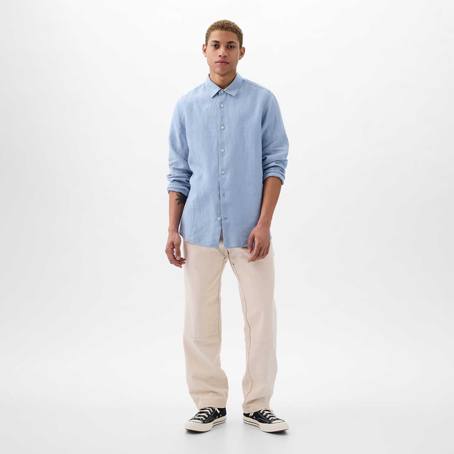 Риза GAP Longsleeve Linen Shirt Distant Blue Синьо | 855351-01, 1