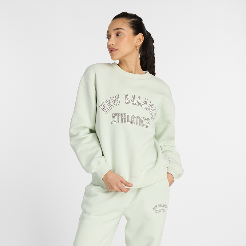 Суитчър New Balance Athletics Logo Green Sweatshirt Зелено | NBWT43516NUM, 0