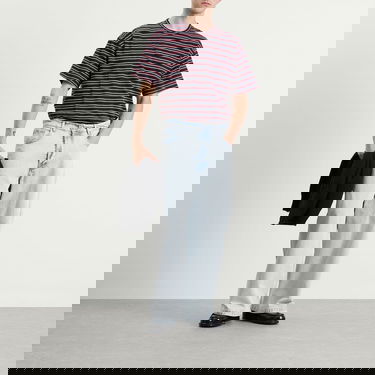 Тениска YMC YMC Triple Stripe T-Shirt, Size Small Бургунди | P6ZAH-90, 4