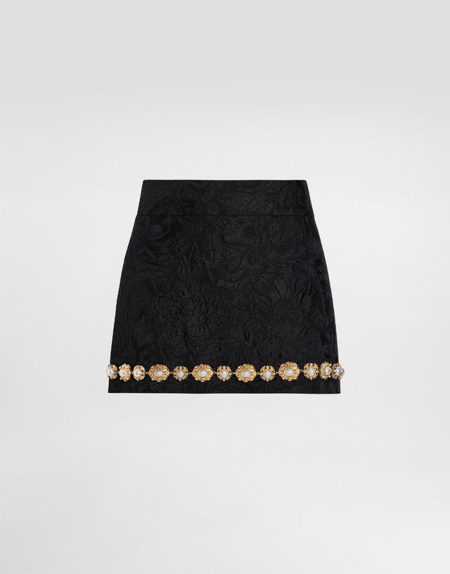 Dolce & Gabbana Brocade Miniskirt with Jewel Embellishments