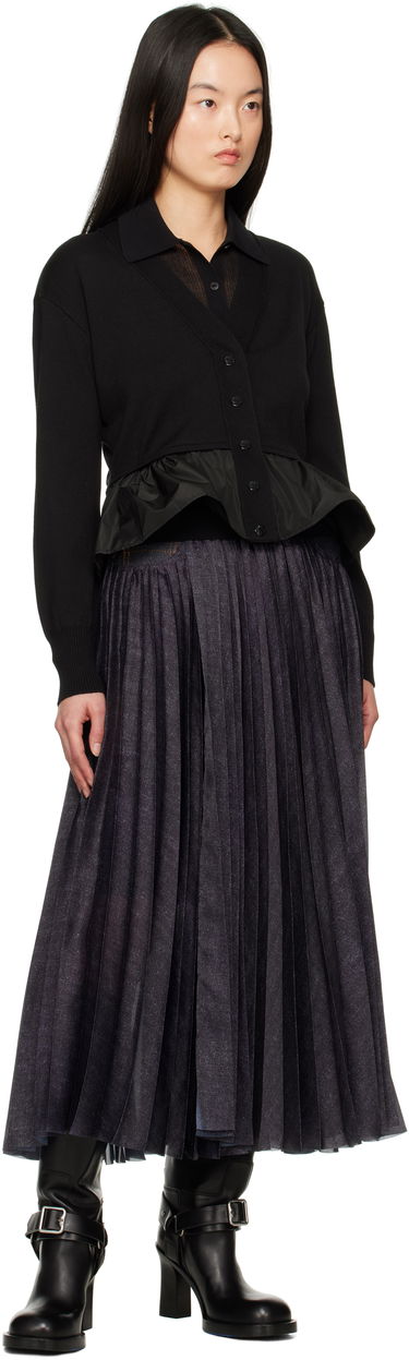 Пуловер Moncler Moncler Cotton, Cashmere & Silk Peplum Cardigan Черно | K10939B00038M4066, 4