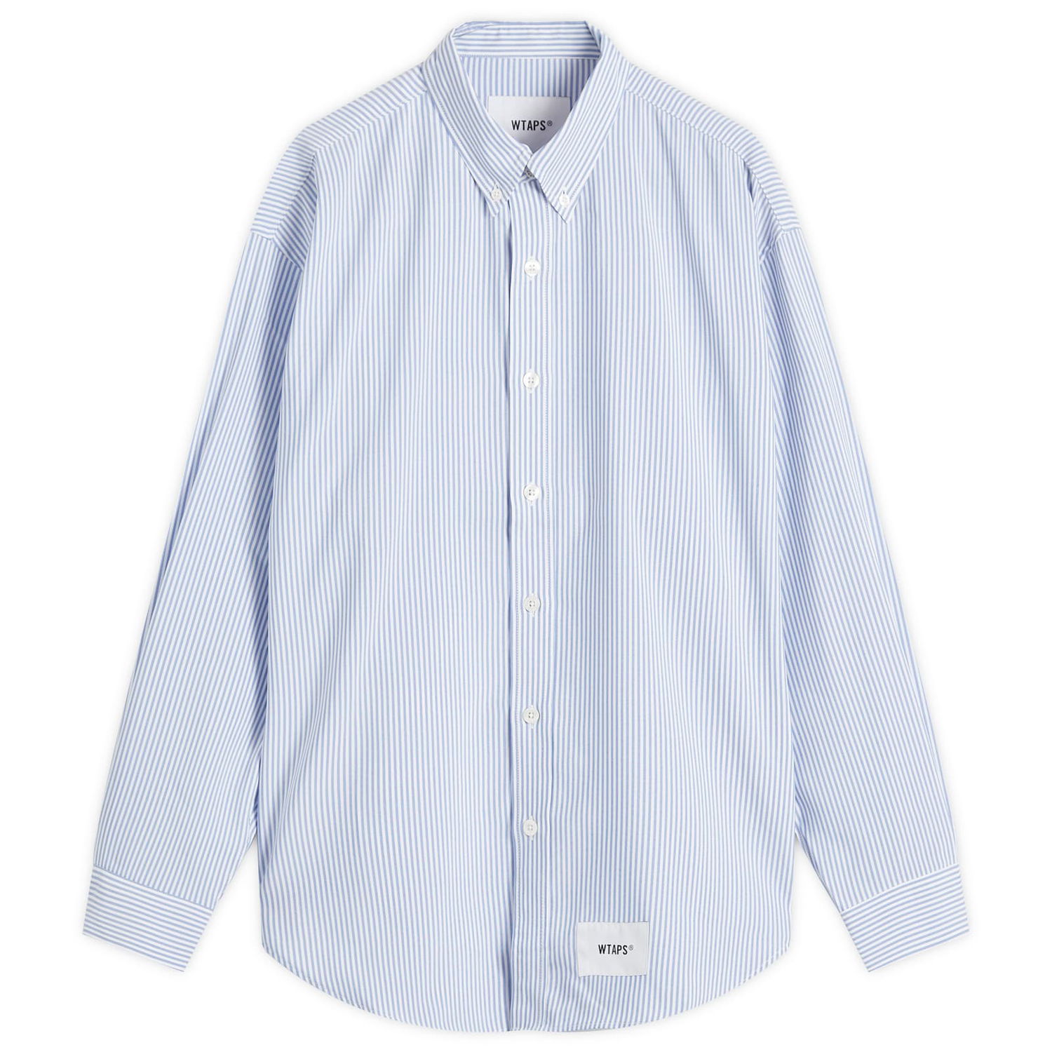 Риза WTAPS Shirt Stripe Long Sleeve Синьо | 242CWDT-SHM01-BLU, 0