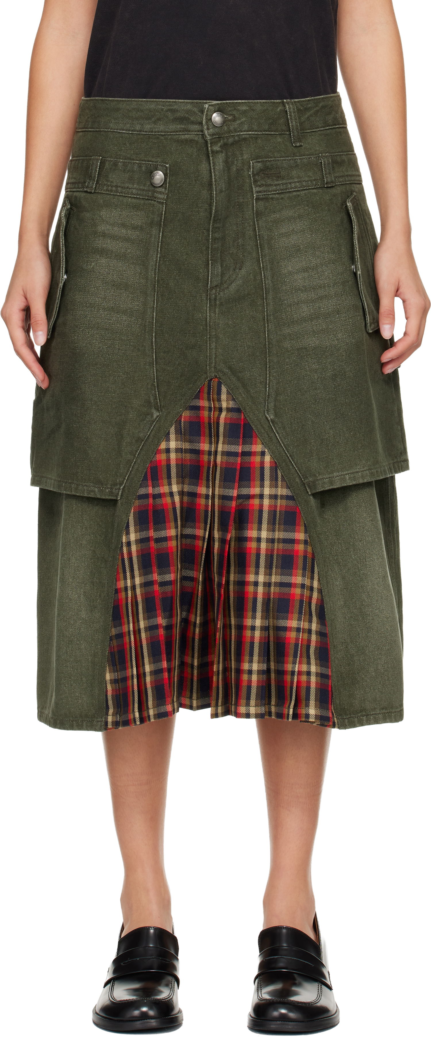 Пола Andersson Bell Raptor Layered Pleats Denim Midi Skirt Многоцветен | apa860w, 0