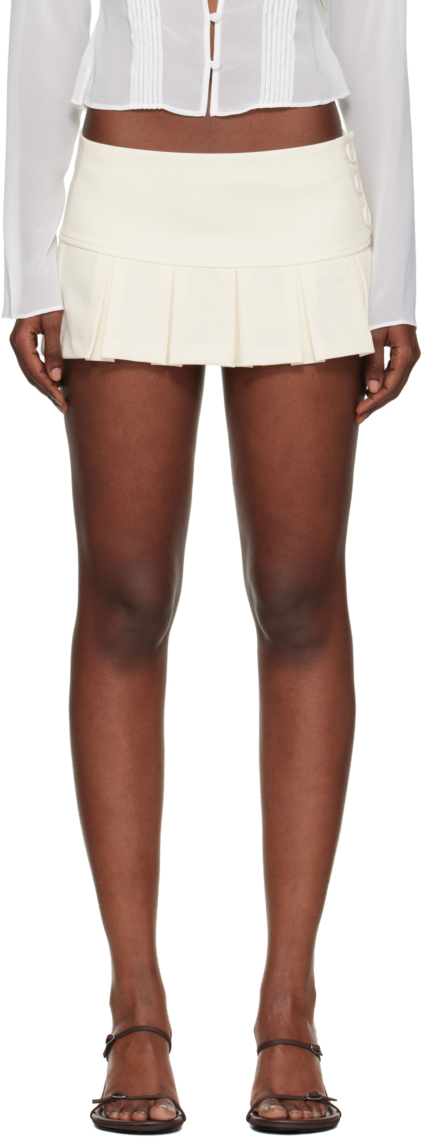 Пола GUIZIO Pleated Micro Miniskirt Бежово | H25304W194, 0