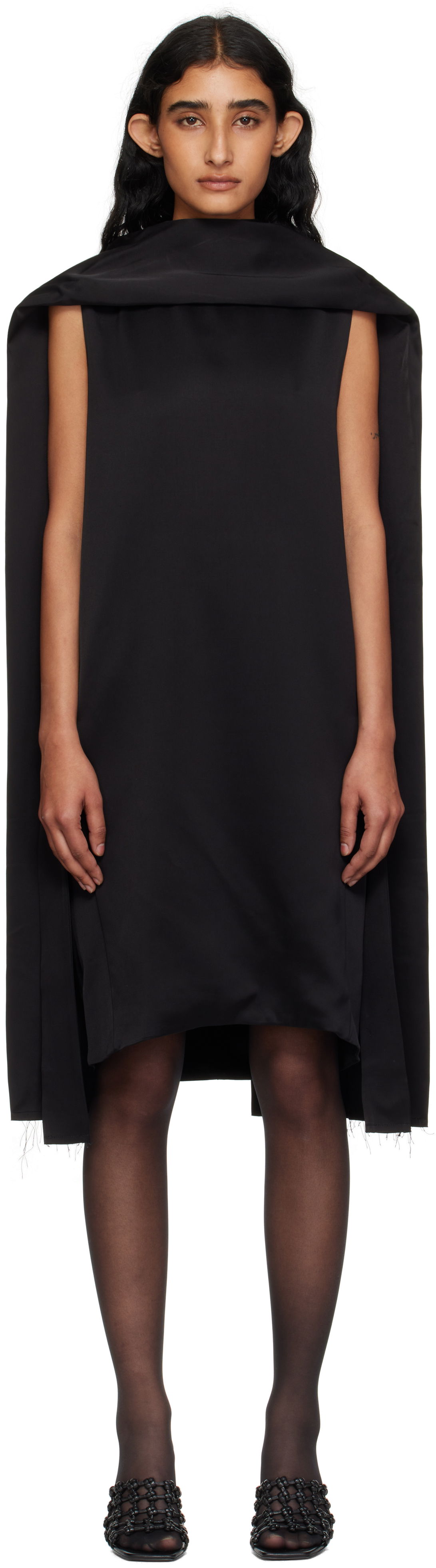 Pокля TOTEME Cocoon Scarf Minidress Черно | 253-WRD0198-FB0382, 0