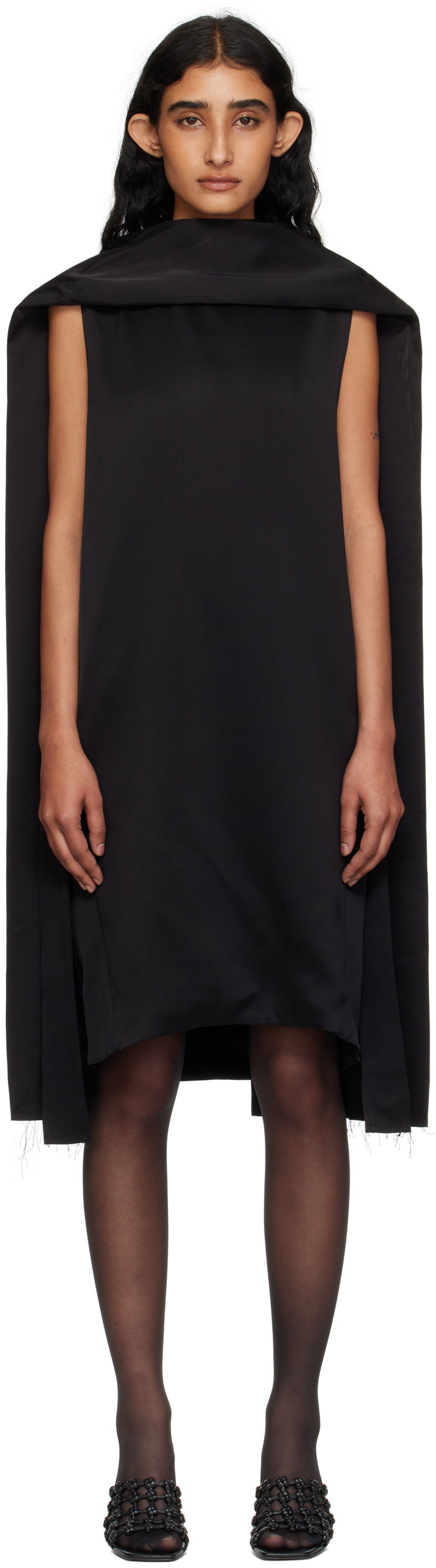 Pокля TOTEME Cocoon Scarf Minidress Черно | 253-WRD0198-FB0382