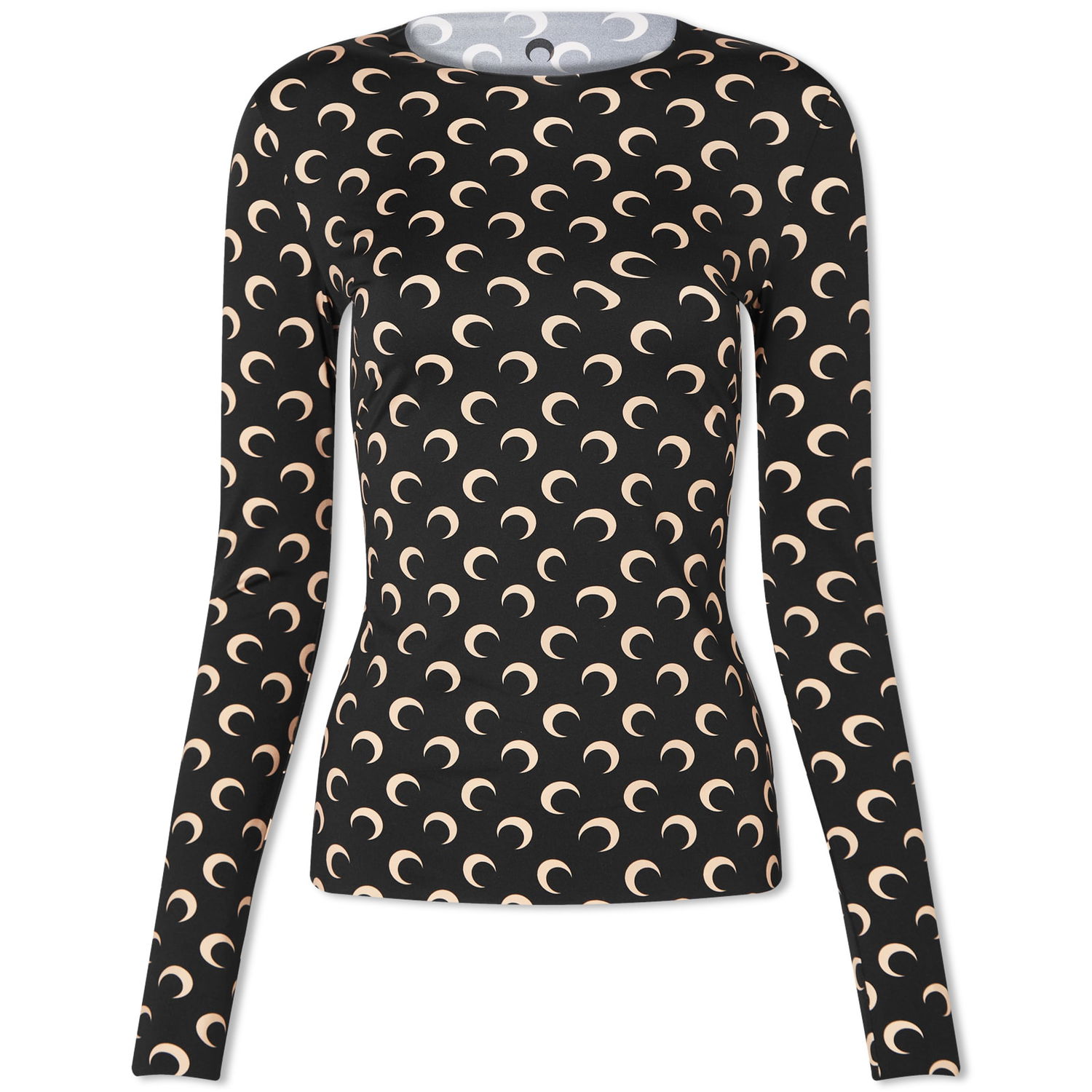 Тениска Marine Serre Regenerated Moon Jersey Second Skin Top Черно | WTO068-IT99, 0