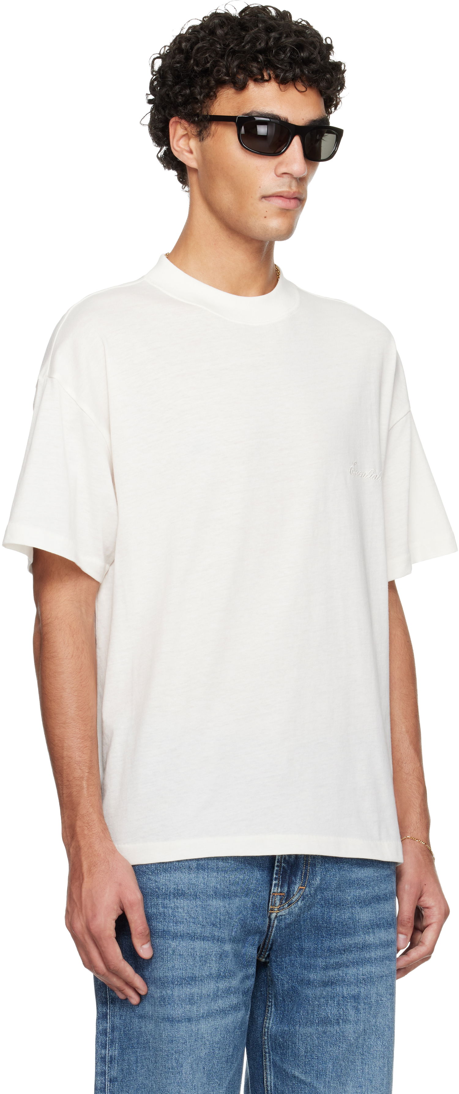 Тениска Fear of God ESSENTIALS Holiday Embroidered Essential T-shirt Бяло | 125HO254282F, 1