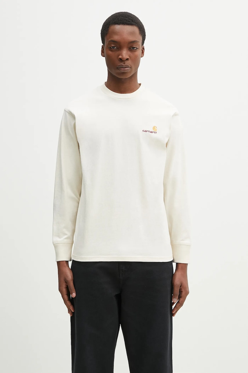 Тениска Carhartt WIP Long-Sleeve American Script T-Shirt Бежово | I029955.05XX, 0