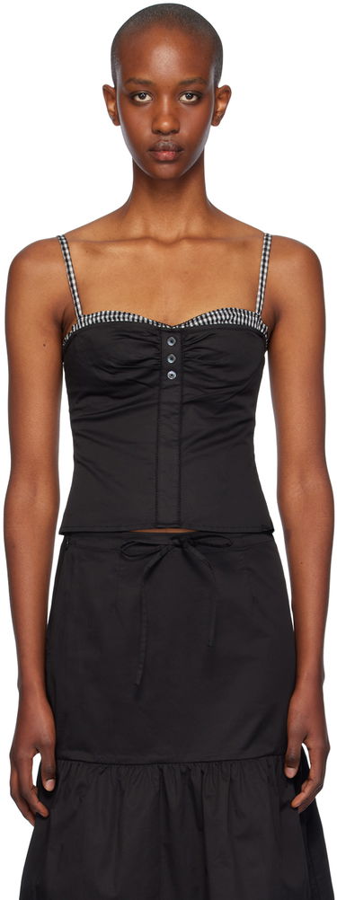 Pокля Miaou Miaou Enzo Gingham Trim Cami Top Черно | 7092SPSBLK, 0