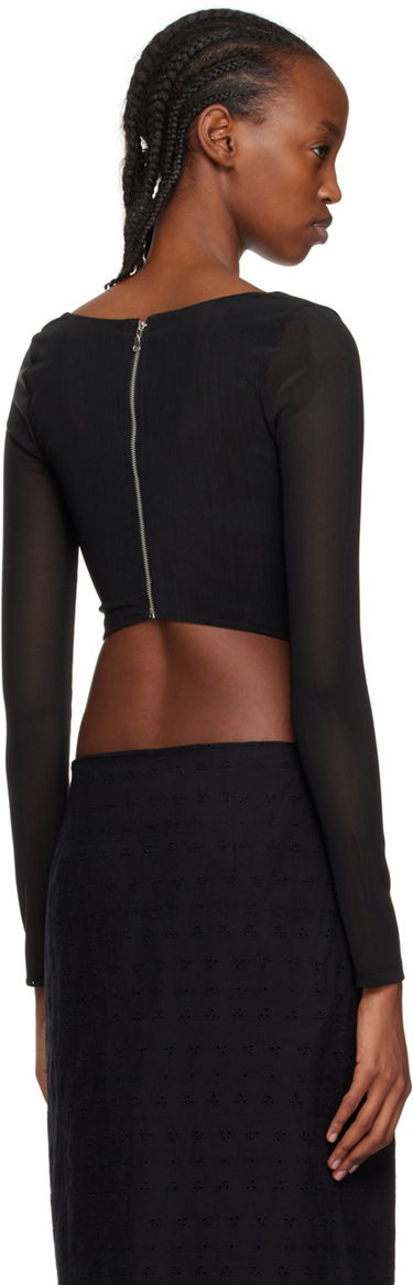 Съкратен топ Miaou Miaou Maude Long Sleeve Corset Top Черно | 7065PM3BLK, 2