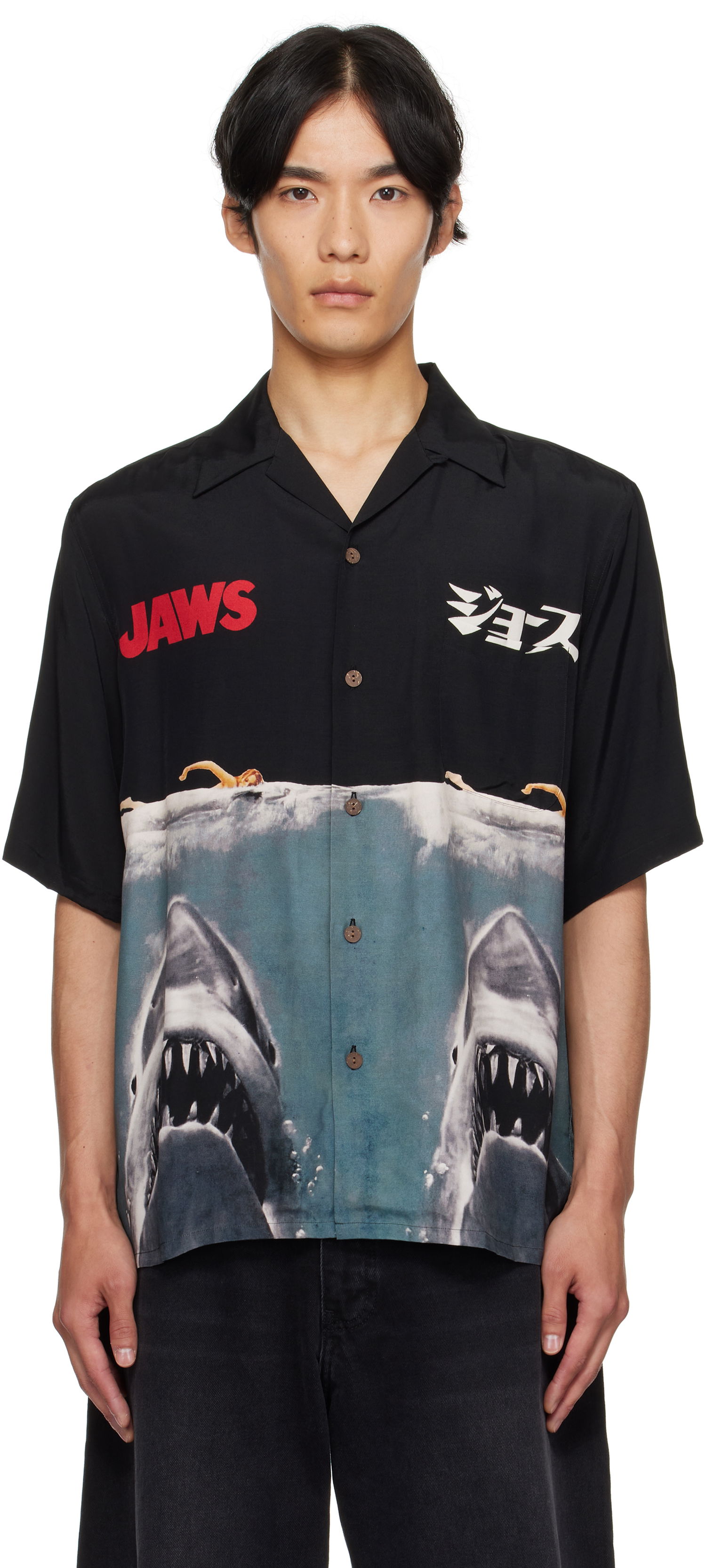 Риза WACKO MARIA WACKO MARIA 'Jaws' Short Sleeve Shirt Черно | JAWS-WM-HI01, 0
