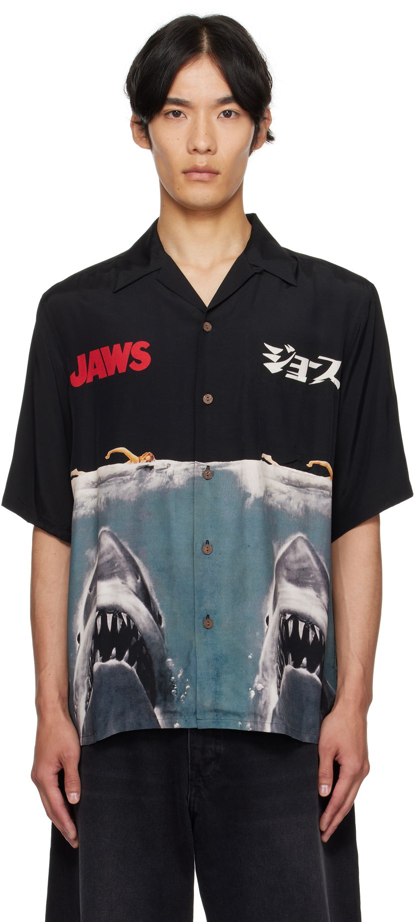 Риза WACKO MARIA WACKO MARIA 'Jaws' Short Sleeve Shirt Черно | JAWS-WM-HI01
