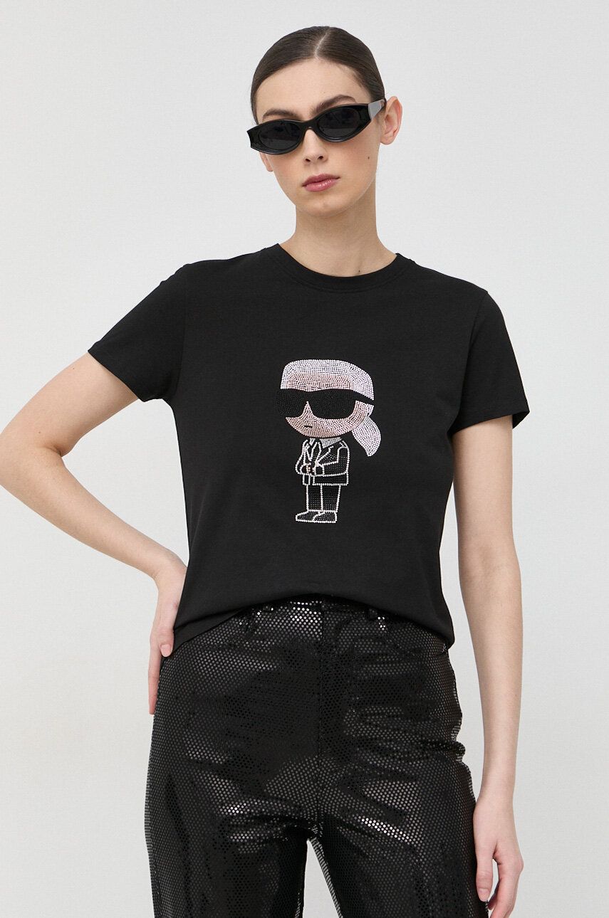 Тениска KARL LAGERFELD Ikonik 2.0 T-Shirt Черно | 230W1770, 0