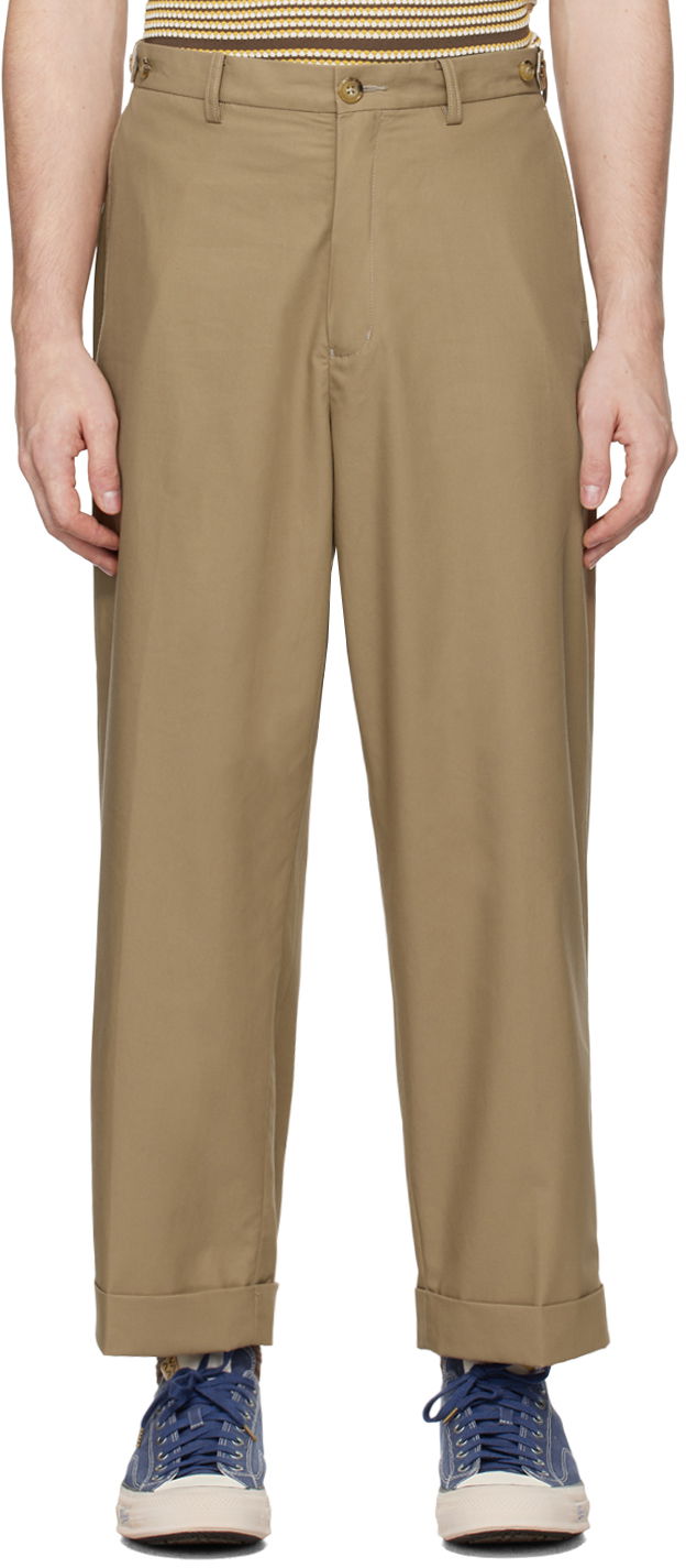 Панталони BEAMS Beams Plus Ivy Wide Leg Trousers Бежово | 3823-0128-803, 0