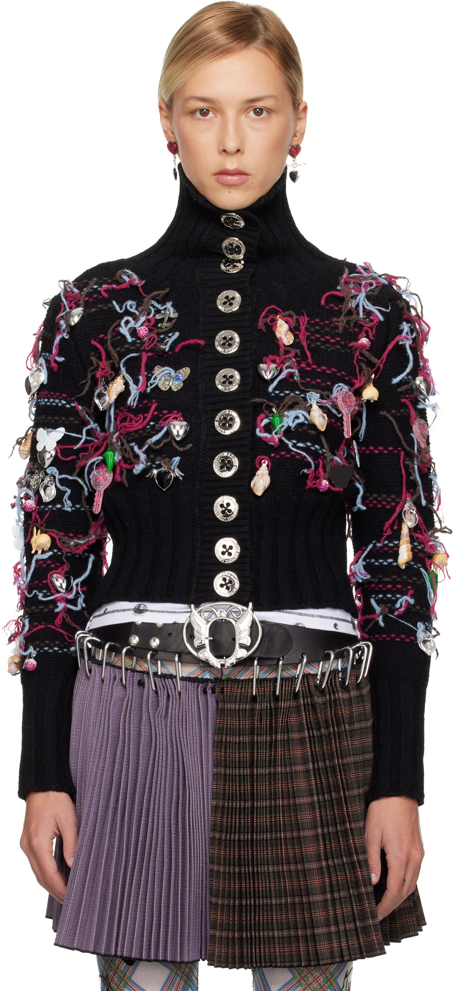 Пуловер Chopova Lowena Chopova Lowena Washed Up Embellished Turtleneck Cardigan Многоцветен | 5250, 0