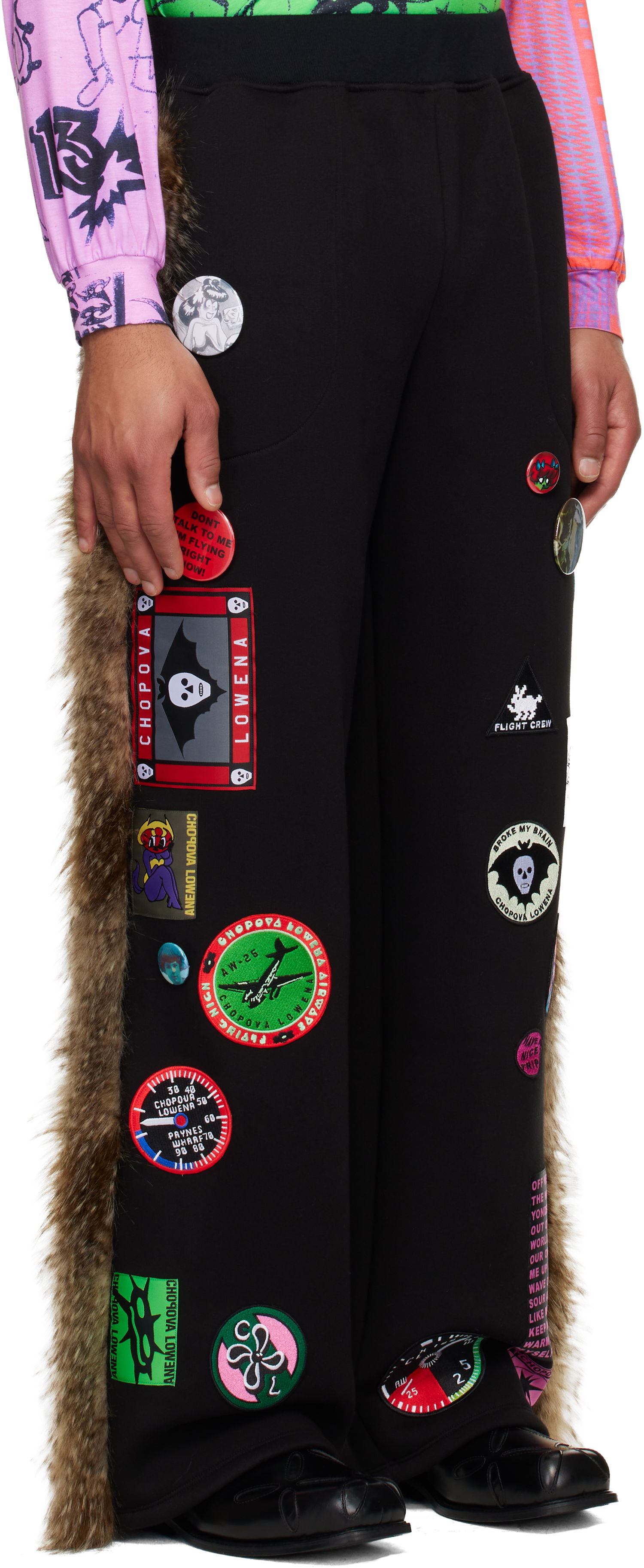 Спортни панталони Chopova Lowena Chopova Lowena Patched Faux-Fur Sweatpants Черно | 4065, 1