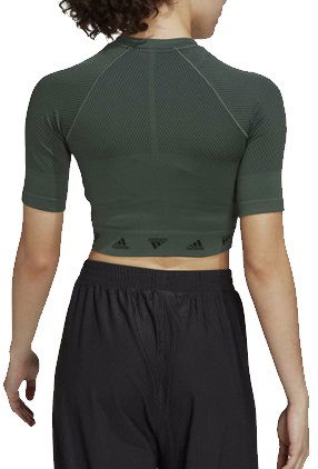 Съкратен топ adidas Originals AEROKNIT Crop Top Зелено | hj9802, 1