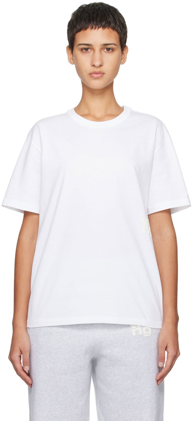 Тениска Alexander Wang Puff Logo T-Shirt Бяло | 4CC3221357