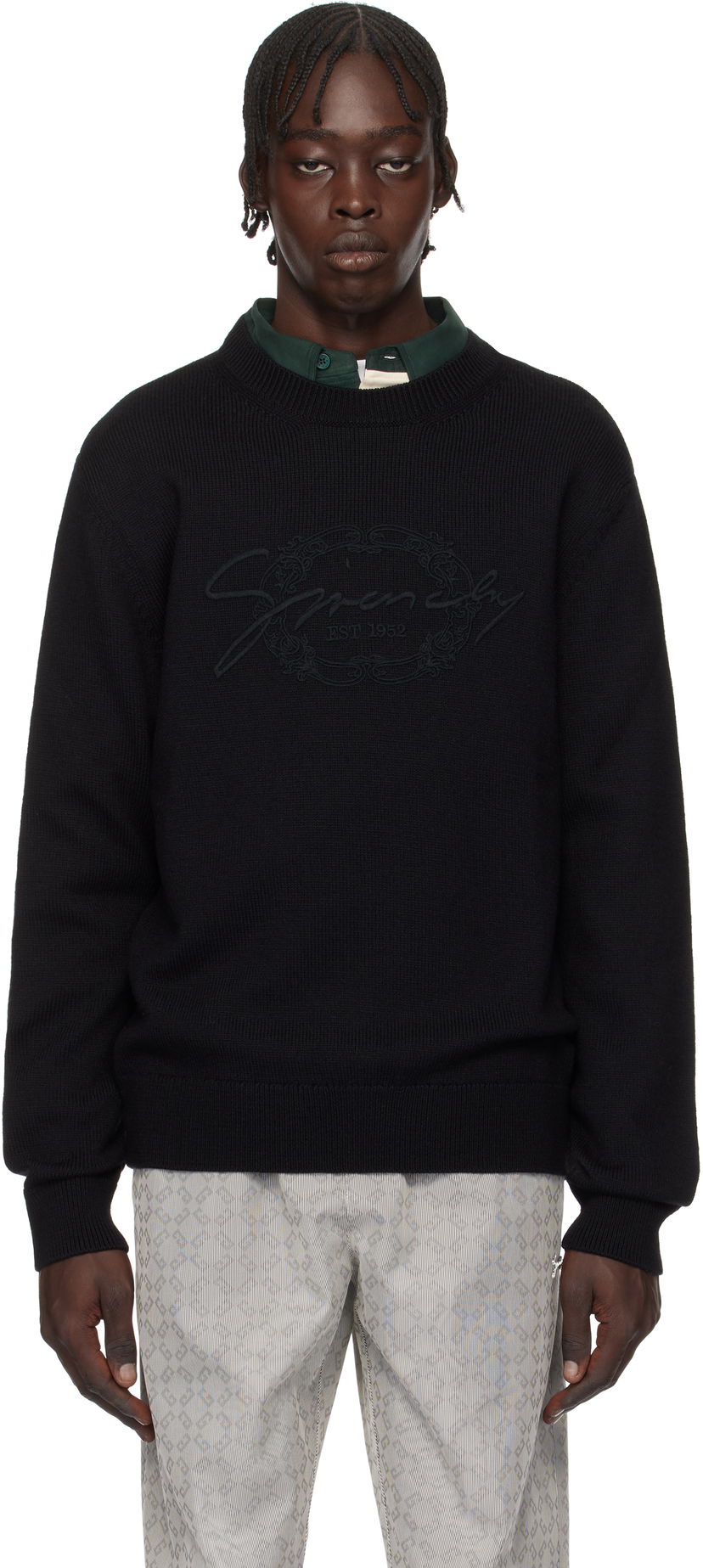 Пуловер Givenchy Medallion Logo-Embroidered Sweater Черно | BM90TW4YLC001