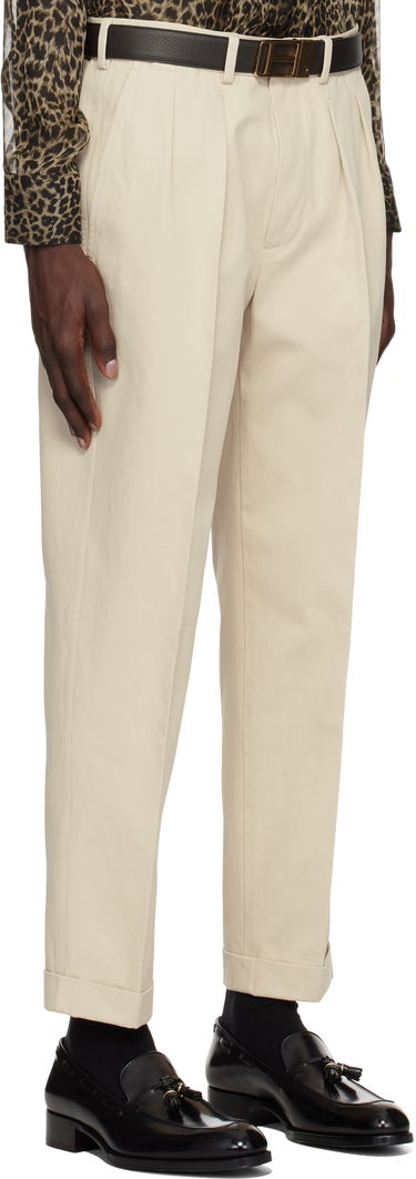 Панталони Tom Ford TOM FORD Double Pleat Gabardine Trousers Бежово | SHP004-FMC187S25, 1