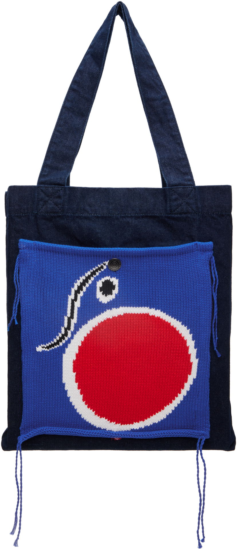 Голяма пазарска чанта Charles Jeffrey Loverboy Knit Patch Tote Тъмно синьо | 41120302