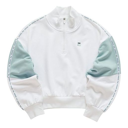 Суитчър FILA Fila Sports Contrasting Colors Stand Collar Pullover Half Zipper Hoodie Бяло | T11W043205F-WT