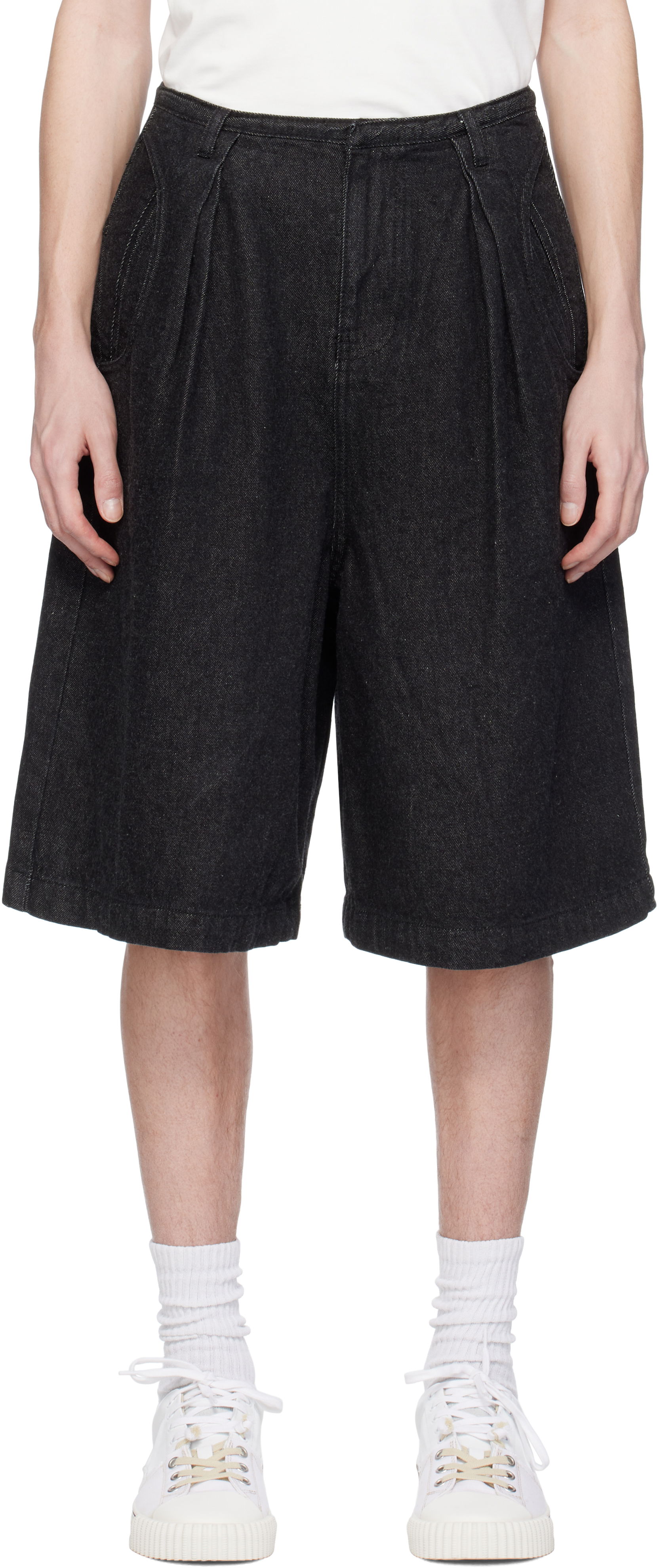 ADER error Pleated Denim Shorts, 0