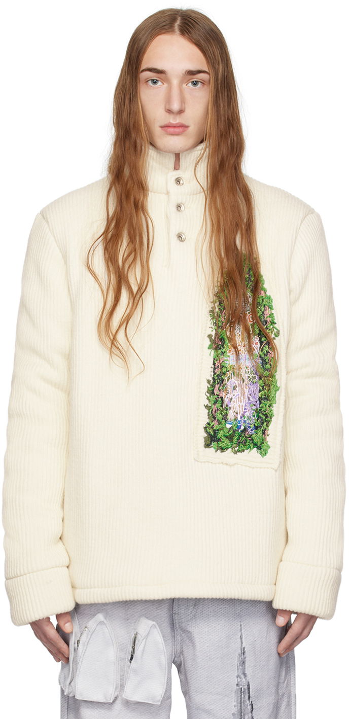 Пуловер Who Decides War Embroidered Patch Turtleneck Sweater Бежово | AW23-KNT-008